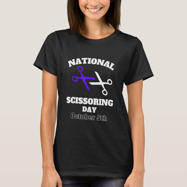 National Scissoring Day Wrestling Fan Design T-Shirt (Front)