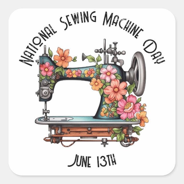 National Sewing Machine Day Custom  Square Sticker (Front)