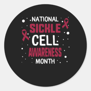 National Sickle Cell Awareness Month Burgundy Ribb Classic Round Sticker
