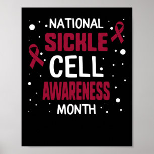 National Sickle Cell Awareness Month Burgundy Ribb Poster
