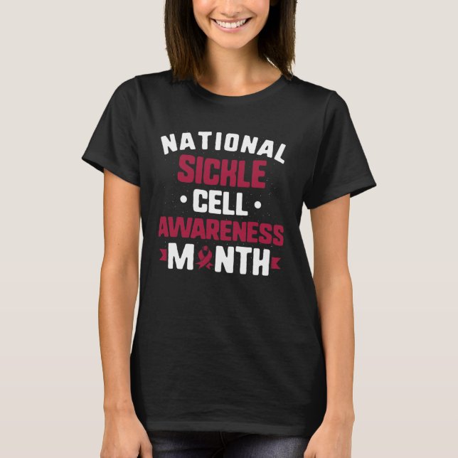 National Sickle Cell Awareness Month Burgundy Ribb T-Shirt (Front)