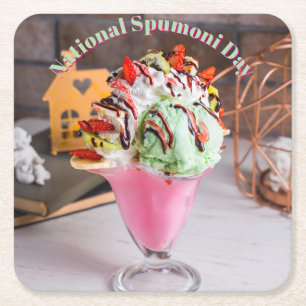 National Spumoni Day Square Paper Coaster