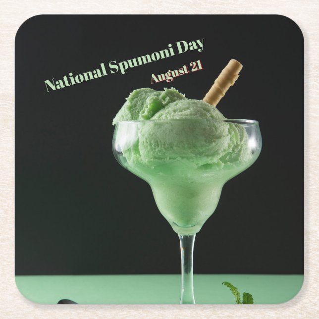 National Spumoni Day Square Paper Coaster (Front)