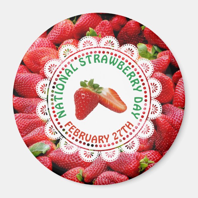 National Strawberry Day February 27th Magnet (Front)