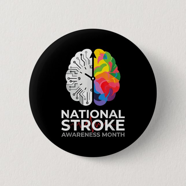 National stroke awareness month suppor  6 cm round badge (Front)
