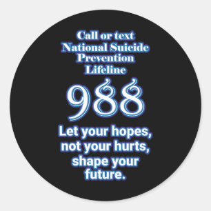 National Suicide Prevention Lifeline 988 Let Your Classic Round Sticker