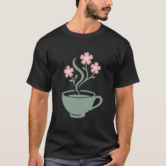 National Tea Day Vector – Cherry Blossom Tea Cup T-Shirt (Front)