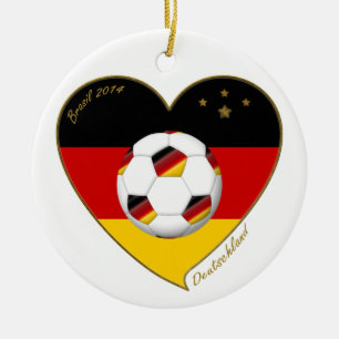 National team of GERMANY SOCCER 2014 and flag Ceramic Tree Decoration