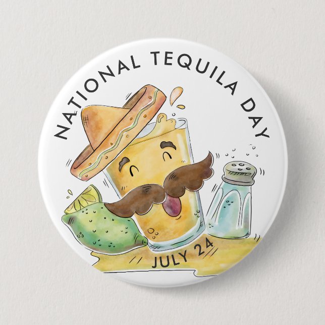 National Tequila Day, watercolor 7.5 Cm Round Badge (Front)
