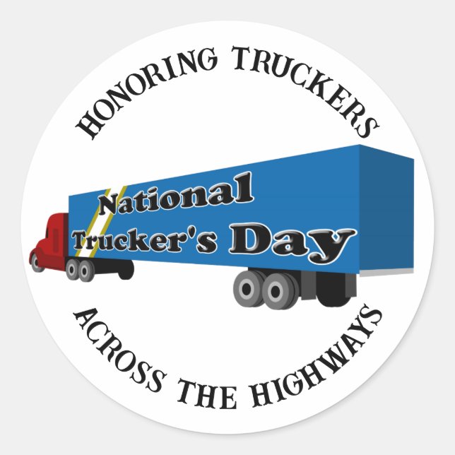 National Trucker's Day Classic Round Sticker (Front)