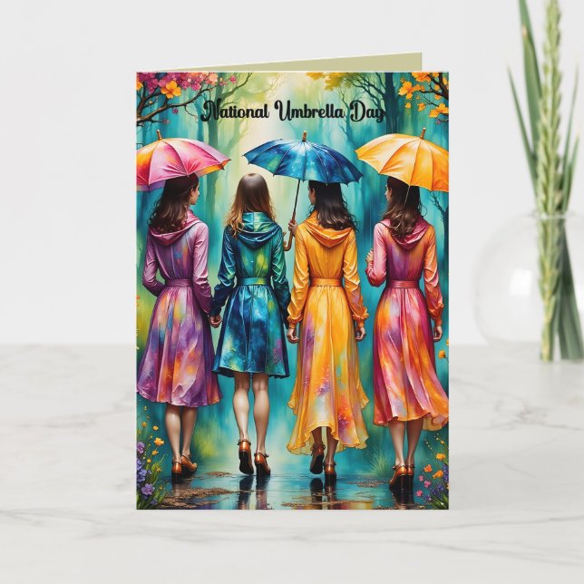 National Umbrella Day Four Women Card (Front)