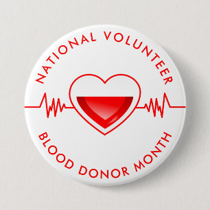 National Volunteer Blood Donor Month 7.5 Cm Round Badge