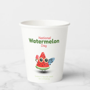 National Watermelon Day Cute Summer Art Paper Cups
