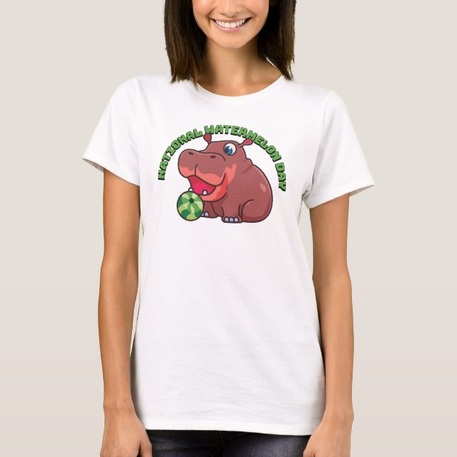 National Watermelon Day, hippo T-Shirt (Front)
