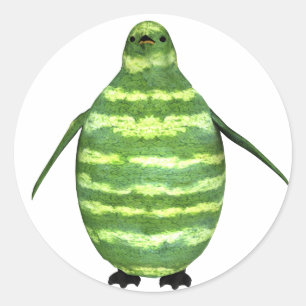 National Watermelon Day Penguin Classic Round Sticker