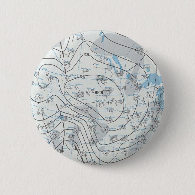 National Weather Map 6 Cm Round Badge (Front)