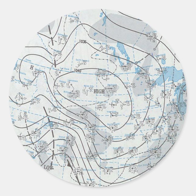 National Weather Map Classic Round Sticker (Front)