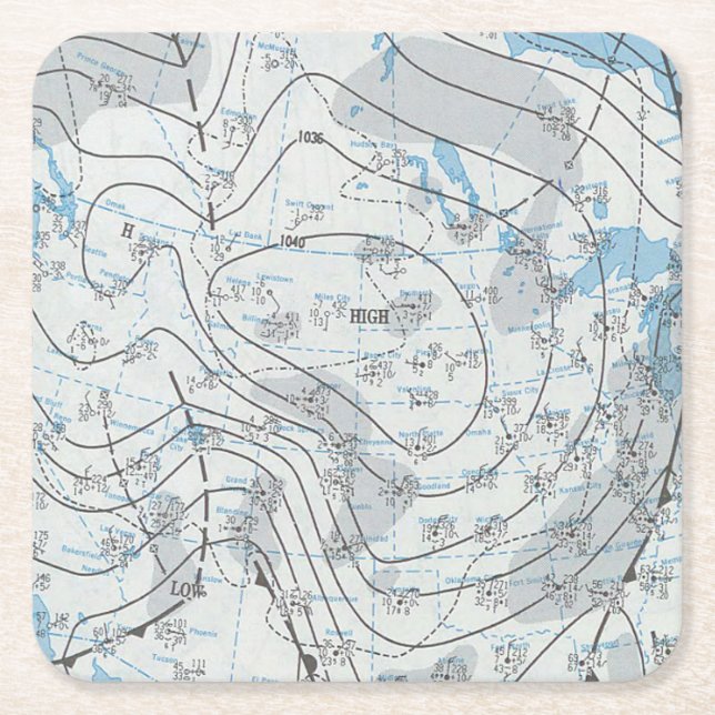 National Weather Map Square Paper Coaster (Front)