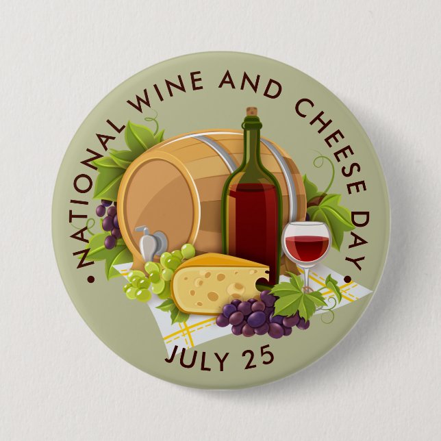 National Wine and Cheese Day 7.5 Cm Round Badge (Front)