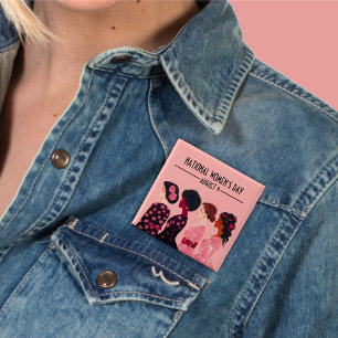National Women’s Day Global Women Pink Floral 15 Cm Square Badge