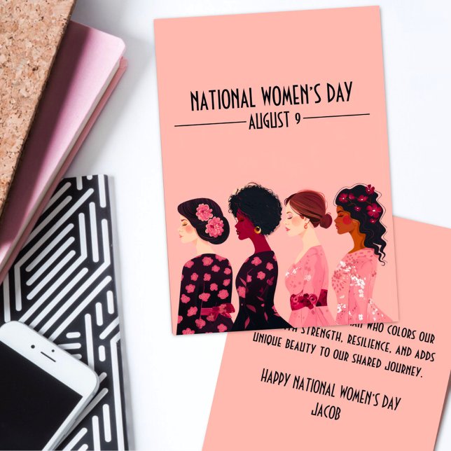 National Women’s Day Global Women Pink Floral Holiday Card (Creator Uploaded)