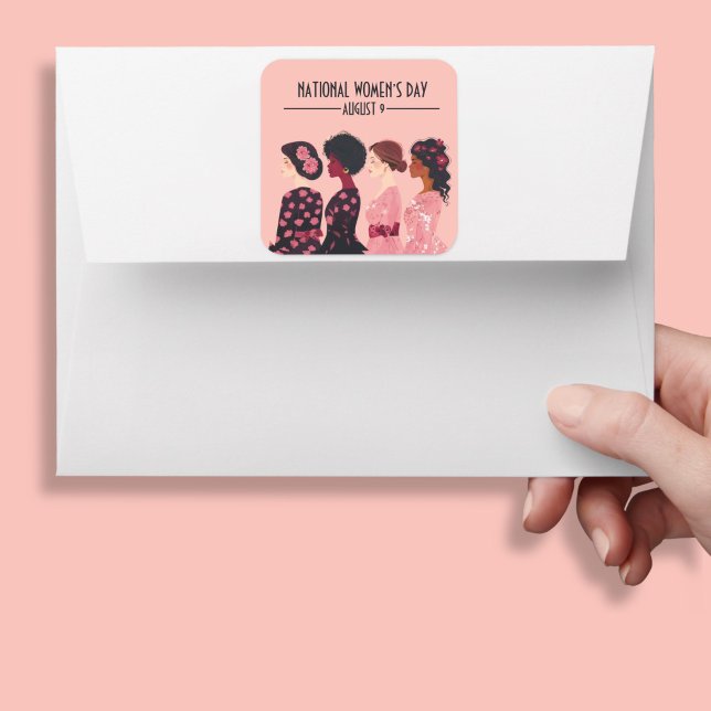 National Women’s Day Global Women Pink Floral Square Sticker (Creator Uploaded)