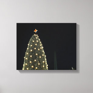National Xmas Tree & Washington Monument at Night Canvas Print