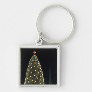 National Xmas Tree & Washington Monument at Night Key Ring
