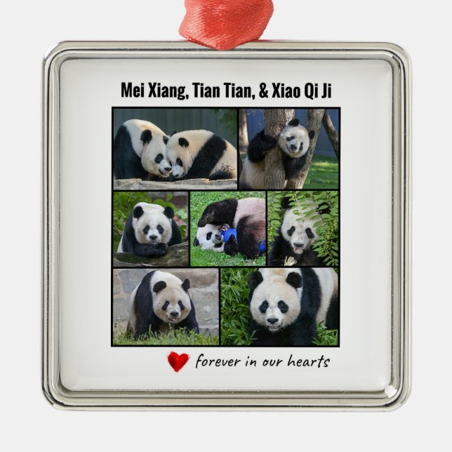National Zoo Pandas "Forever in Our Hearts" Metal Tree Decoration (Front)