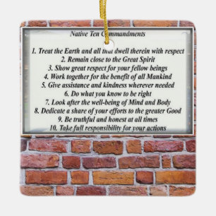 Native 10 Commandments Ceramic Ornament
