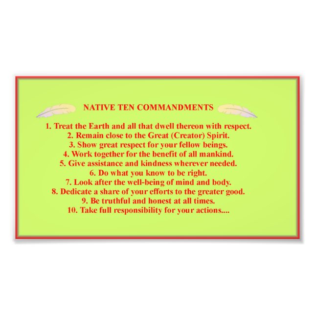 Native 10 Commandments Photo Paper Poster (Front)