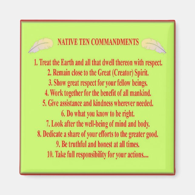 Native 10 Commandments Square Magnet (Front)
