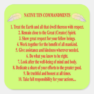 Native 10 Commandments Square Sticker