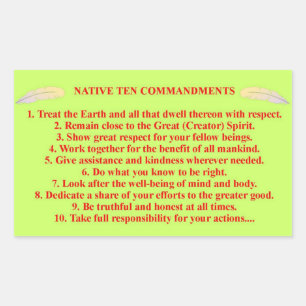 Native 10 Commandments Sticker