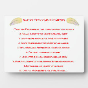 Native 10 Commandments Tabletop Plaque with Easel