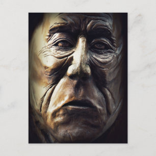 Native Aboriginal Woman Wood Carving Postcard