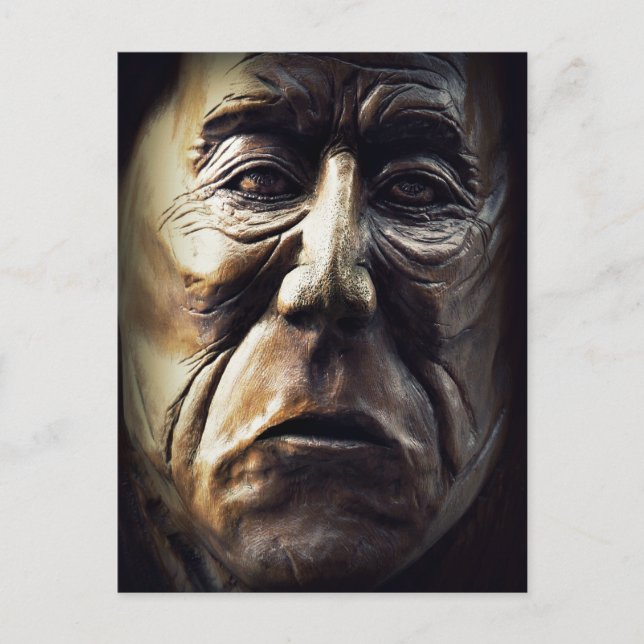 Native Aboriginal Woman Wood Carving Postcard (Front)