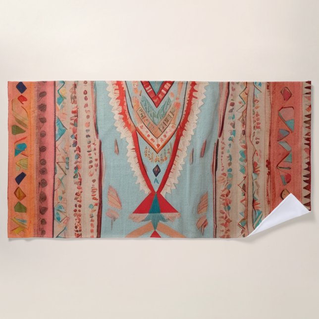Native America Pattern Beach Towel (Front)