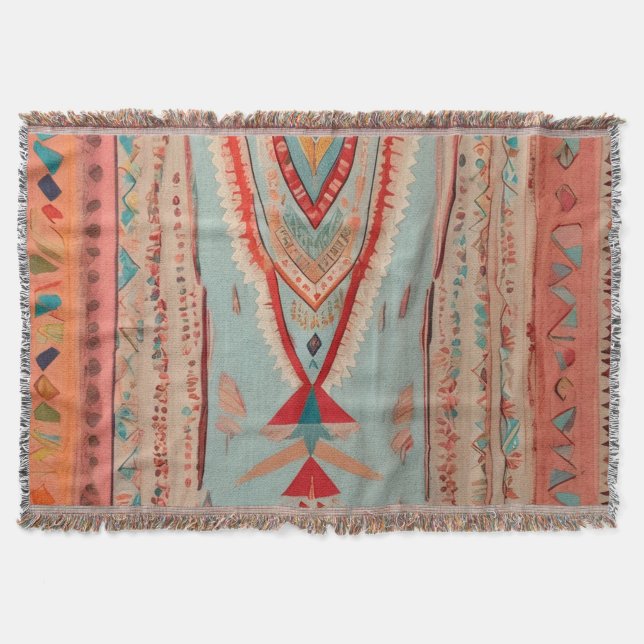 Native America Pattern Throw Blanket (Front)