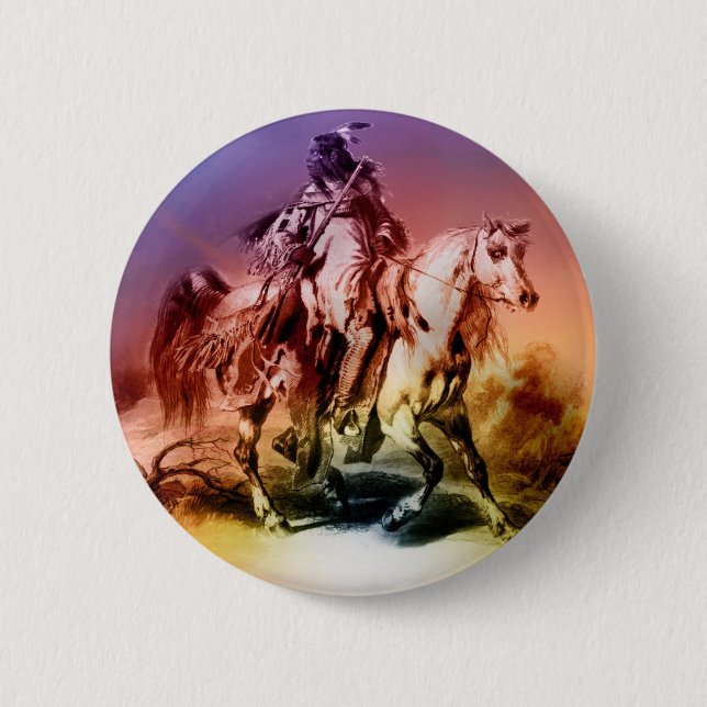 Native American 6 Cm Round Badge (Front)