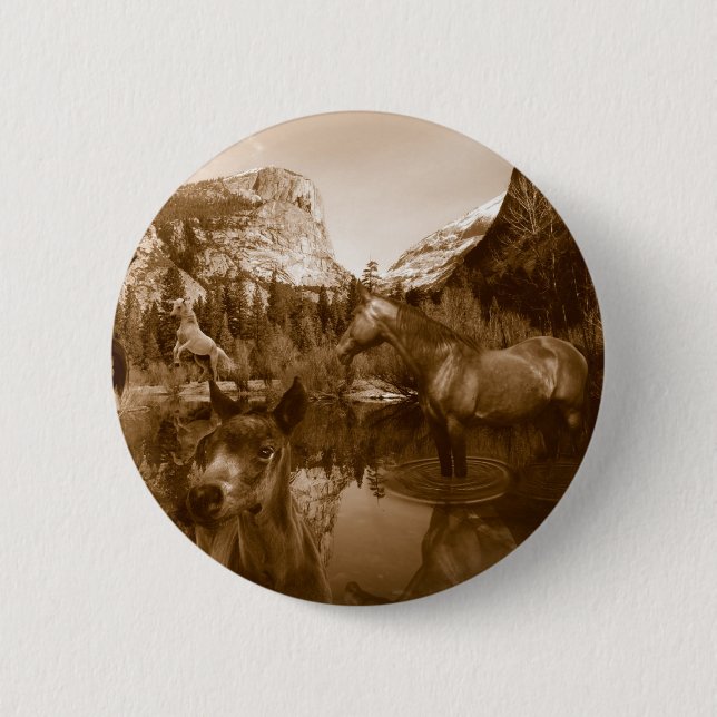native american 6 cm round badge (Front)