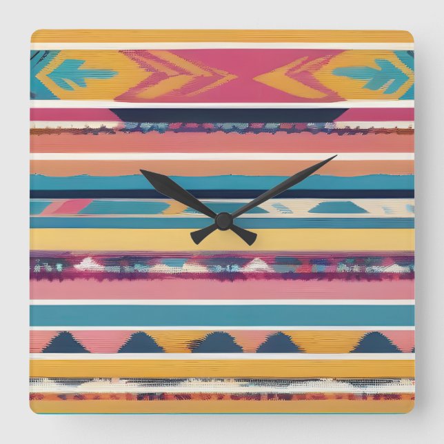Native American Abstract Tribute S13 Square Wall Clock (Front)