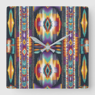 Native American Abstract Tribute S4 Square Wall Clock
