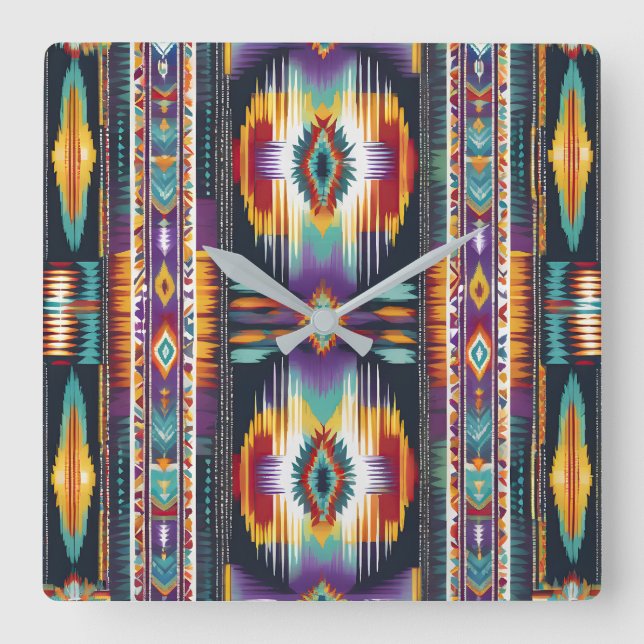 Native American Abstract Tribute S4 Square Wall Clock (Front)