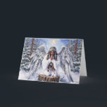 Native American Angel Praying for Peace Christmas  Holiday Card<br><div class="desc">Celebrate the true spirit of the season with this heartfelt Native American Christmas card. The artwork features a serene angel in traditional style, kneeling in a quiet winter forest and offering a prayer for peace. Soft colors and natural details capture the beauty of the woods and the sacred calm of...</div>