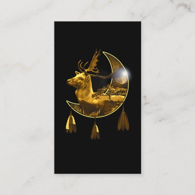 Native American Animal Nature Crescent Deer Business Card (Front)