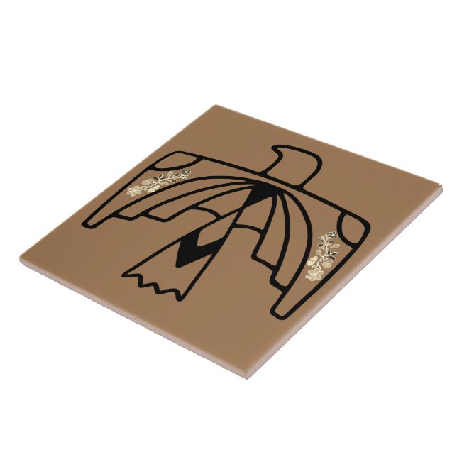 Native American Anishinaabe Eagle Brown Tile (Side)