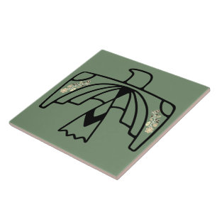Native American Anishinaabe Eagle Sage Green Tile