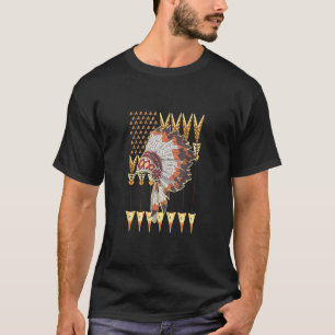 Native American Arrowhead Feather Headdress Indian T-Shirt