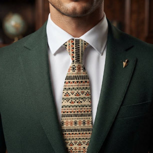 Native American Aztec Striped Pattern Tie